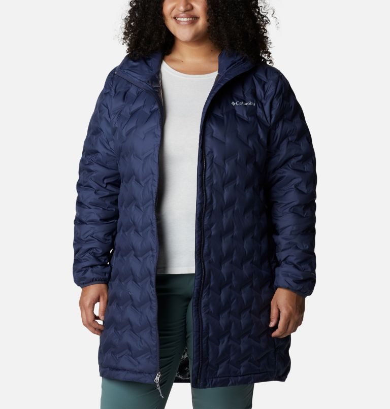 Women's Columbia Delta Ridge Long Down Jackets Navy | Plus Size CA-FC10A